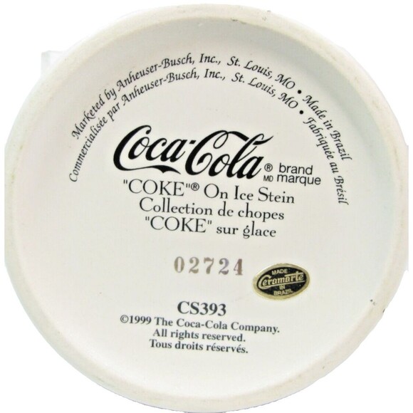 Vintage 1999 Coca Cola/Anheuser Busch Coke On Ice Collectable Stein CS393 Bears - Picture 5 of 6